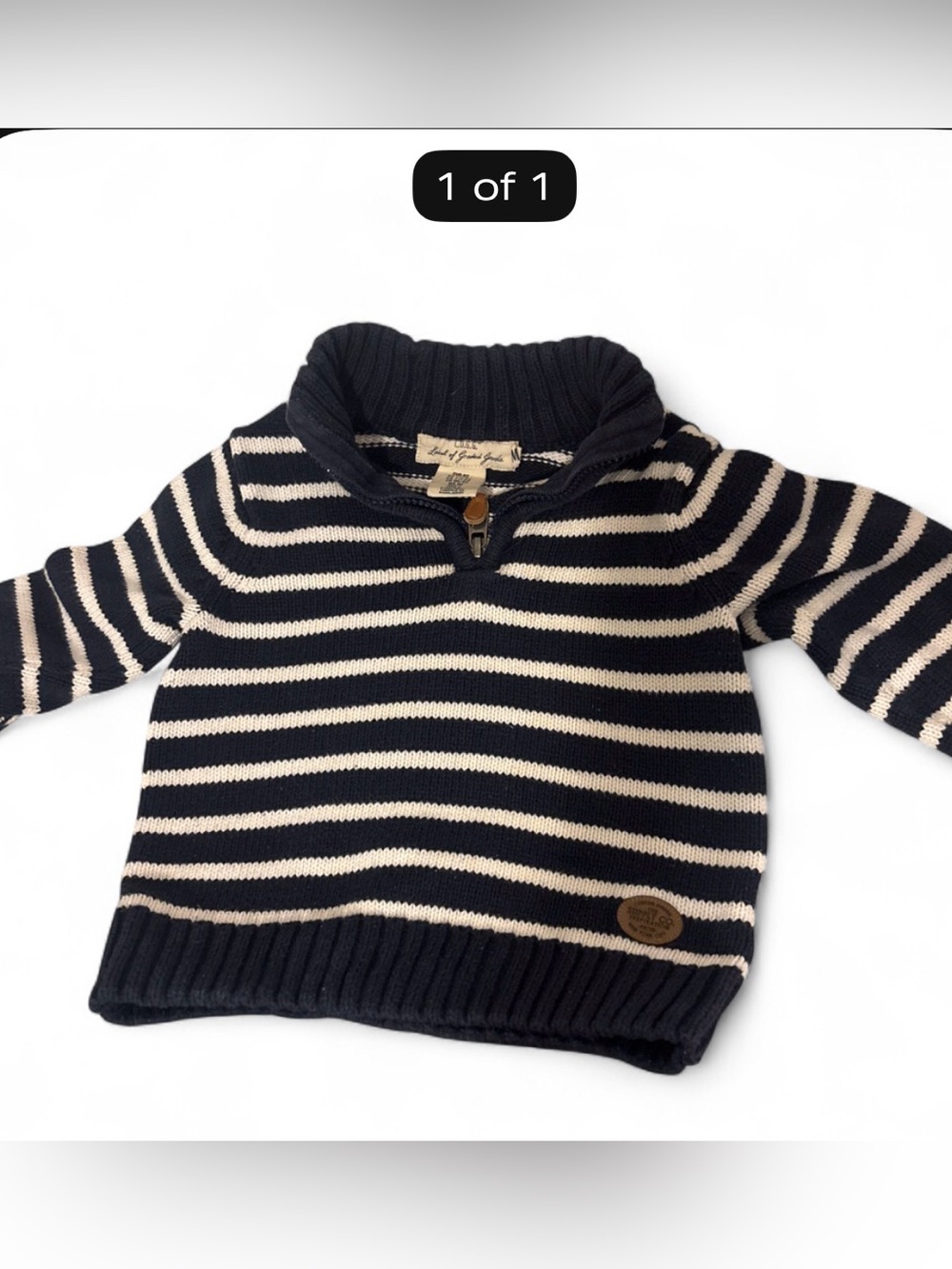 Striped Navy & Cream Half-Zip Sweater